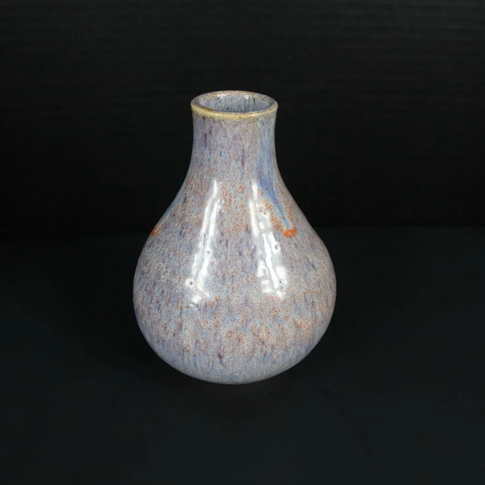 Art‎ Pottery Blue Orange Drip Glaze Vibrant Vase Signed By Artist